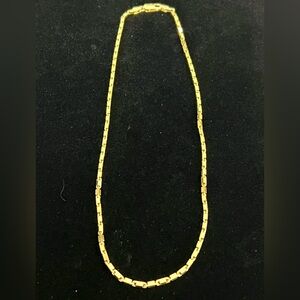 Bar Chain Necklace 925 Sterling With 1/20 10KT Gold Overlay -Unisex Unique